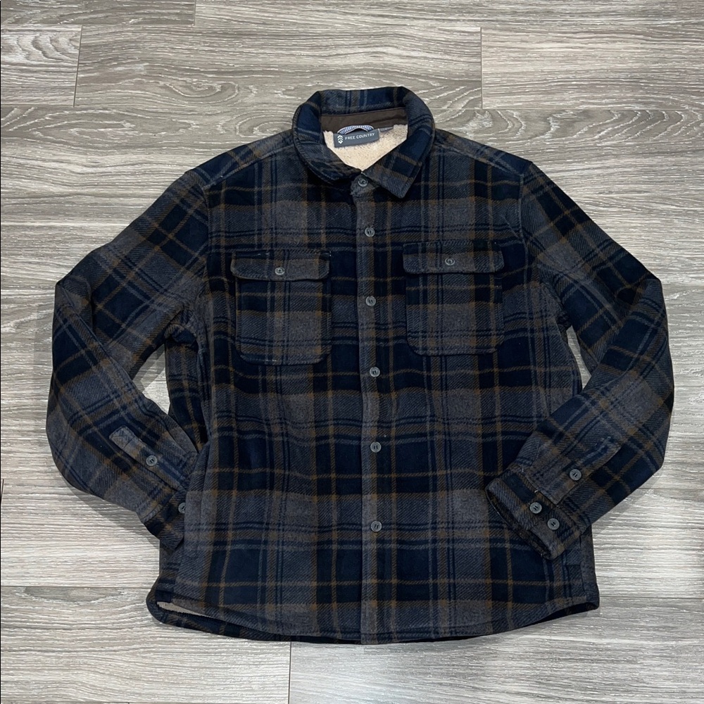 Free Country Navy and Brown Plaid Jacket